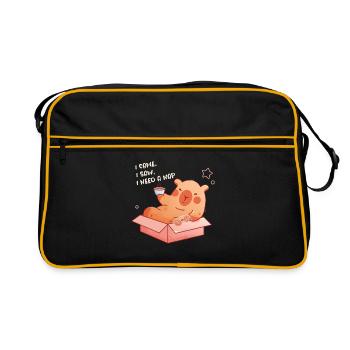 I Came I Saw I Need A Nap - Retro Tasche - Schwarz/Gold - Vorne