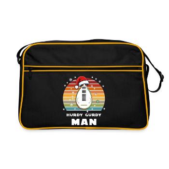 Hurdy Gurdy Man Drehleier Mittelalter Weihnachten - Retro Tasche - Schwarz/Gold - Vorne