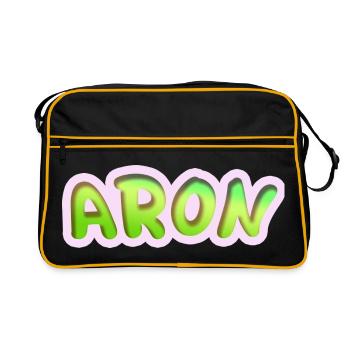 Geschenk für Aron - Retro Tasche - Schwarz/Gold - Vorne