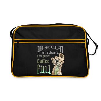 Hund Caffe full - Retro Tasche - Schwarz/Gold - Vorne