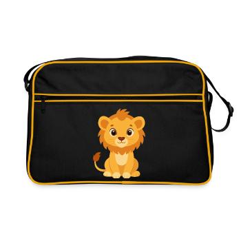 Süßes Löwenbaby - Retro Tasche - Schwarz/Gold - Vorne