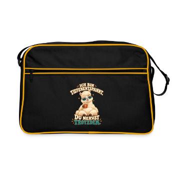 Lustige Sprüche - Alpaka mit Kaffee - Retro Tasche - Schwarz/Gold - Vorne