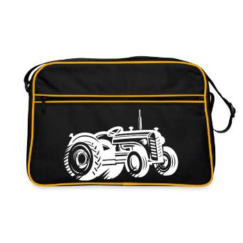 Traktor Silhouette Bauer Landwirtschaft - Retro Tasche - Schwarz/Gold - Vorne