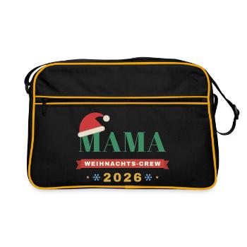 Mama – Weihnachts-Crew 2026 Partnerlook - Retro Tasche - Schwarz/Gold - Vorne