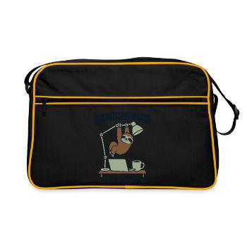 Energiesparmodus Faultier im Homeoffice - Retro Tasche - Schwarz/Gold - Vorne