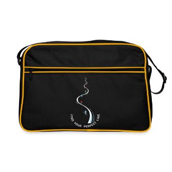 Find Your Perfect Line Skifahrer Silhouette  - Retro Tasche - Schwarz/Gold - Vorne