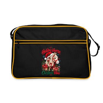 Niedliches Hobbypferd-Weihnachtsdesign - Retro Tasche - Schwarz/Gold - Vorne