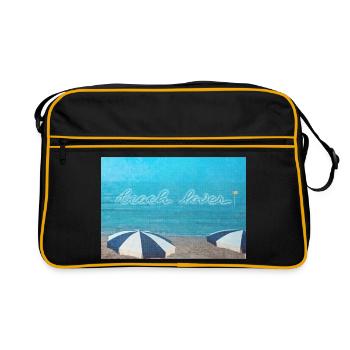 Strandliebhaber - Retro Tasche - Schwarz/Gold - Vorne