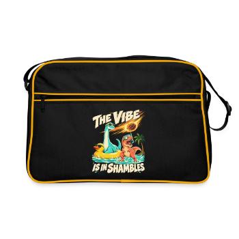 Comic Dinosaurier Die Stimmung ist im Chaos - Retro Tasche - Schwarz/Gold - Vorne
