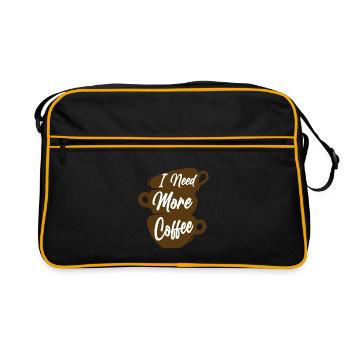 Ich brauche mehr Kaffee-gestapelte Tassen - Retro Tasche - Schwarz/Gold - Vorne