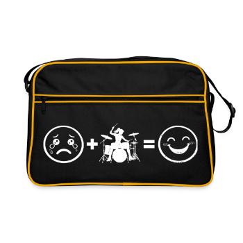 Geschenkidee für eine Percussionistin mit Drum Kit - Retro Tasche - Schwarz/Gold - Vorne