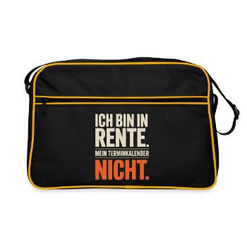 Ich bin in Rente Mein Terminkalender nicht Rentner - Retro Tasche - Schwarz/Gold - Vorne