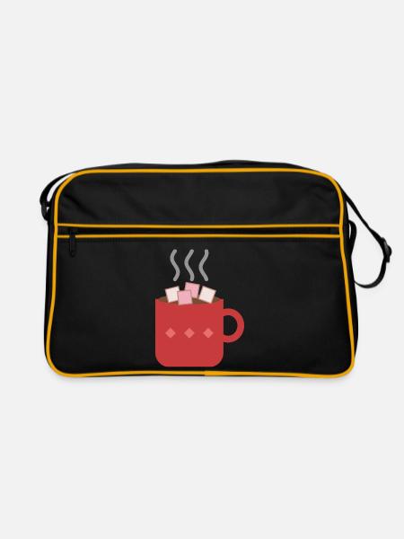 Heiße Schokolade mit Marshmallows - Kakao Winter - Retro Tasche - Schwarz/Gold