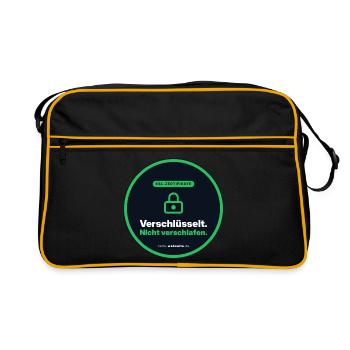 Verschlüsselt. Nicht verschlafen. SSL Nerd - Retro Tasche - Schwarz/Gold - Vorne