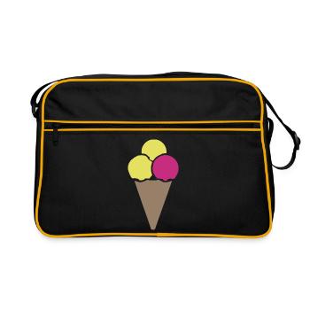 Pastell Eistüte Dreier Scoop - Retro Tasche - Schwarz/Gold - Vorne