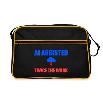 KI unterstützte doppelt so viel Arbeit - Retro Tasche - Schwarz/Gold - Vorne