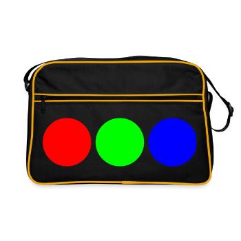 Fette Primärfarb-Trio-Kreise - Retro Tasche - Schwarz/Gold - Vorne