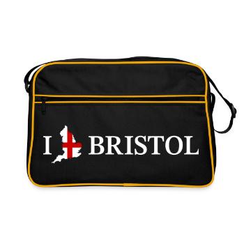 I love Bristol England - Retro Tasche - Schwarz/Gold - Vorne