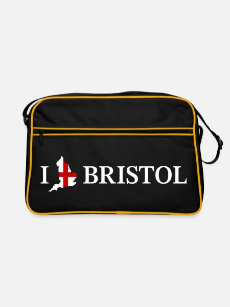 I love Bristol England - Retro Tasche - Schwarz/Gold