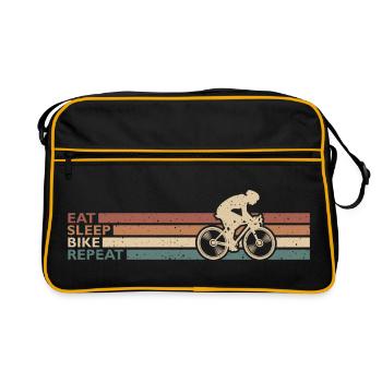 Eat Sleep Bike Repeat Für Radfahrer Radsport Retro - Retro Tasche - Schwarz/Gold - Vorne