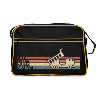 Eat Sleep Dump Repeat Kipplaster Fahrer Spruch - Retro Tasche - Schwarz/Gold - Vorne
