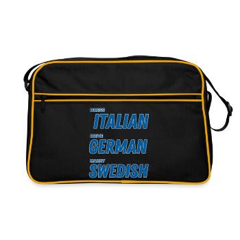 043 Kulturübergreifende Paarphrasen Tee - Retro Tasche - Schwarz/Gold - Vorne