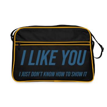 046 Ich mag dich - Retro Tasche - Schwarz/Gold - Vorne