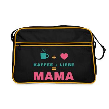 Kaffee + Liebe = Mama – Geschenk für Mama - Retro Tasche - Schwarz/Gold - Vorne