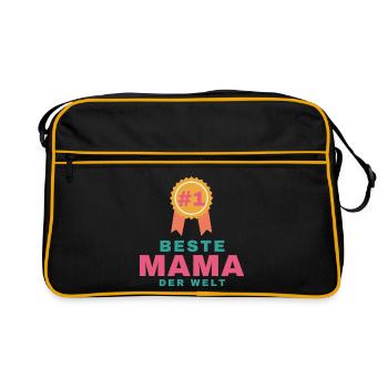 Beste Mama der Welt – Geschenk für Mama - Retro Tasche - Schwarz/Gold - Vorne
