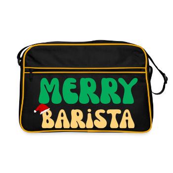 Frohe Barista Weihnachtspullover Kaffeemaschine Geschenk - Retro Tasche - Schwarz/Gold - Vorne