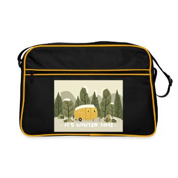 Retro Wohnmobil Winter Ready - Retro Tasche - Schwarz/Gold - Vorne