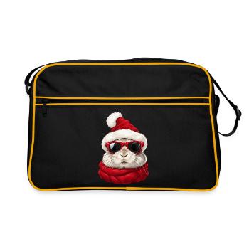 Cooler Weihnachtshase mit Sonnenbrille Weihnachten - Retro Tasche - Schwarz/Gold - Vorne