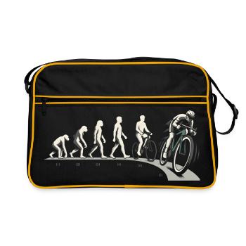 Rennrad Evolution Vom Affen Zum Radfahrer Radsport - Retro Tasche - Schwarz/Gold - Vorne