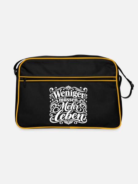Weniger Müssen Mehr Leben - Retro Tasche - Schwarz/Gold