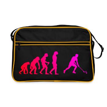 Die Unihockeyspieler und Floorball passen zusammen - Retro Tasche - Schwarz/Gold - Vorne