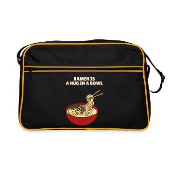 Ramen ist eine Umarmung in einer Schüssel Lustiger Feinschmecker - Retro Tasche - Schwarz/Gold - Vorne