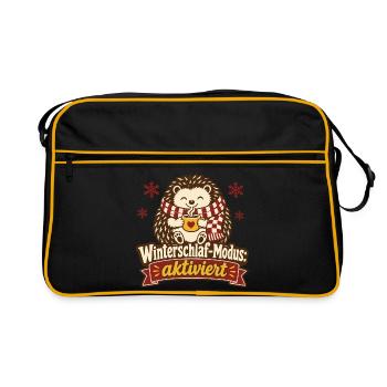 Igel Winterschlaf Modus Gemütlich Winter - Retro Tasche - Schwarz/Gold - Vorne