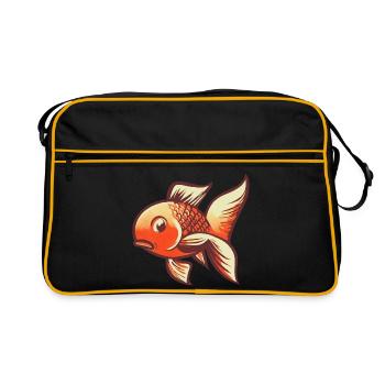 Goldfisch mit großen Flossen – Retro - Retro Tasche - Schwarz/Gold - Vorne