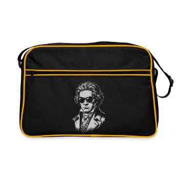 Beethoven-Porträt - Retro Tasche - Schwarz/Gold - Vorne