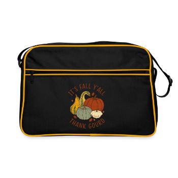 Es ist Herbst, danke dem Kalebass, lustiges Herbstwortspiel. - Retro Tasche - Schwarz/Gold - Vorne