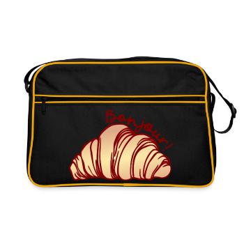 Hallo französischer Halbmond - Retro Tasche - Schwarz/Gold - Vorne