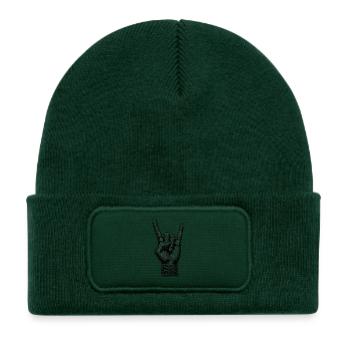 Rock on Hand with Devils Horns - Kids' Recycled Patch Beanie - bottle green - Front