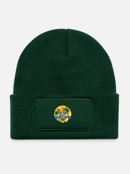 Erdferkel Lustige Cartoon Sommer Strand Sonnenbrille - Kinder Recycelter Patch Beanie - Flaschengrün