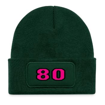 80. 80 YEARS. 80th ANNIVERSARY. 80TH BIRTHDAY. - Kids' Recycled Patch Beanie - bottle green - Front