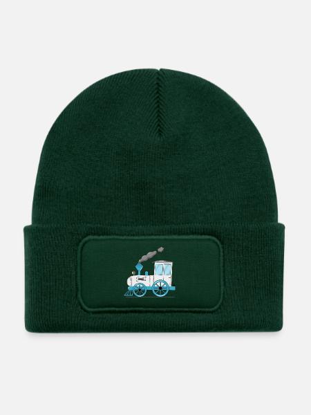 Kinderzug Eisenbahn weiß - Kinder Recycelter Patch Beanie - Flaschengrün