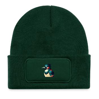 Blue Jay Cartoon Character Colorful Pet Animal - Kids' Recycled Patch Beanie - bottle green - Front