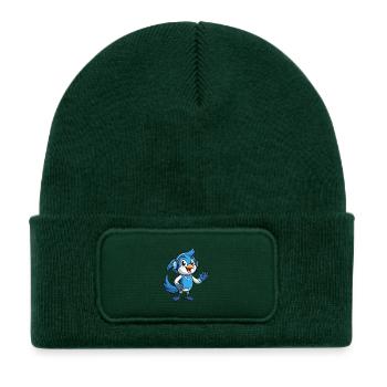 Blue Jay Funny Cartoon Character Headphone Music - Kids' Recycled Patch Beanie - bottle green - Front