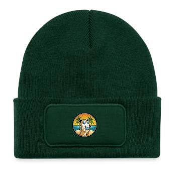 Old Croatian Sighthound Dog Breed Cartoon Beach - Kids' Recycled Patch Beanie - bottle green - Front