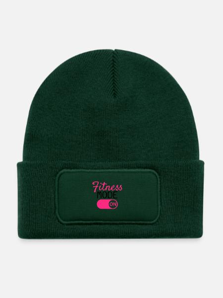 Fitness Modus An - Kinder Recycelter Patch Beanie - Flaschengrün - Vorne