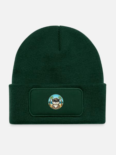 Otter Lustige Cartoon Sommer Strand Sonnenbrille Cool - Kinder Recycelter Patch Beanie - Flaschengrün - Vorne